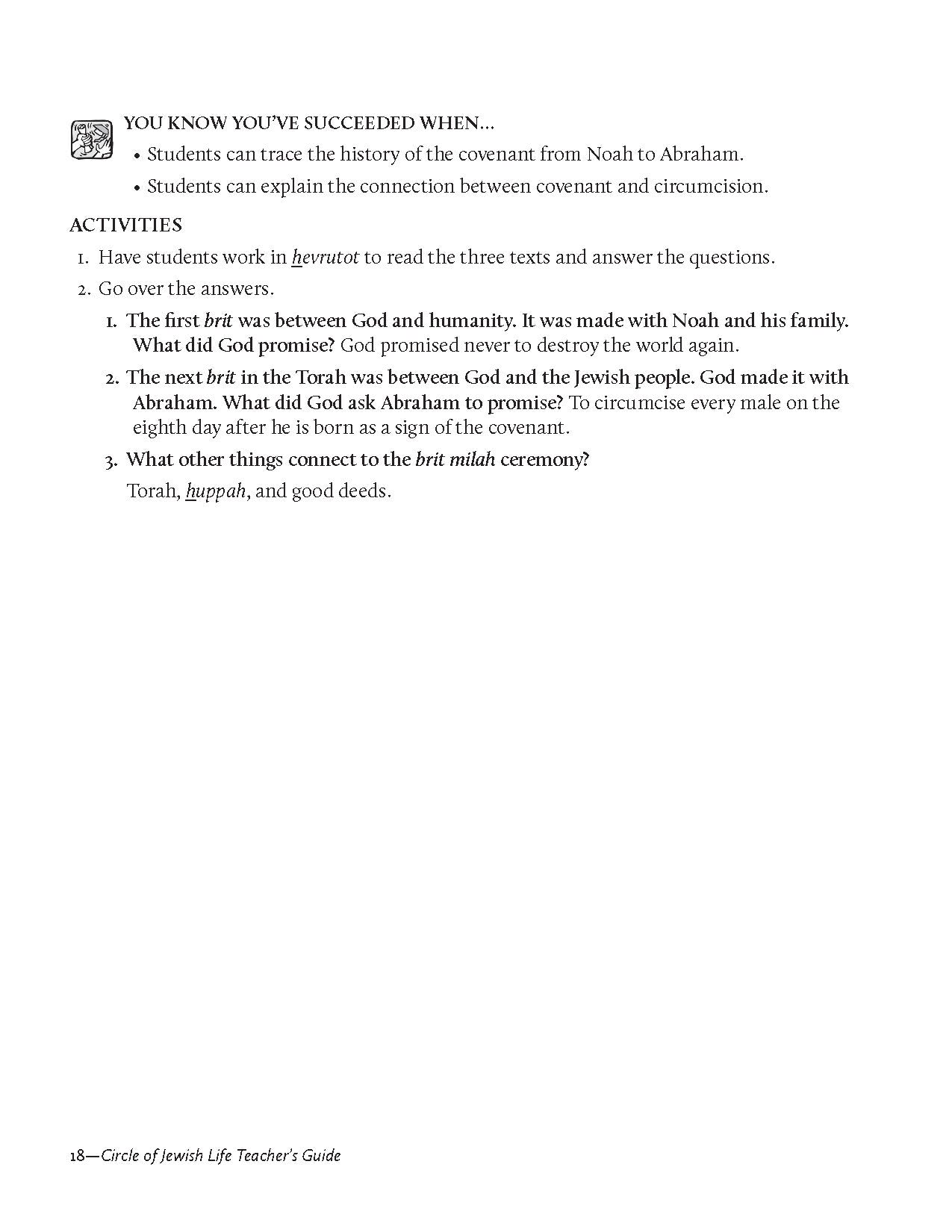 The Circle of Jewish Life Teacher Guide Second Edition, grades 4-7, text and activities on Jewish lifecycle.