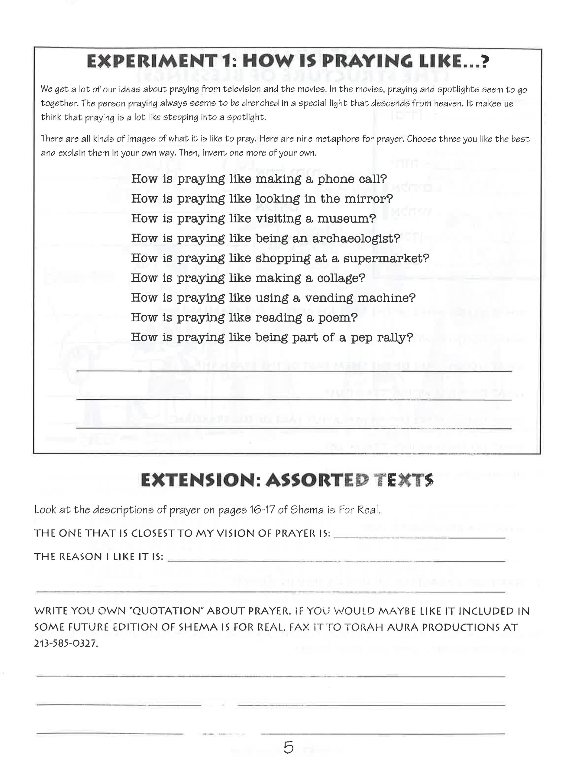 Shema Is For Real Lab Book