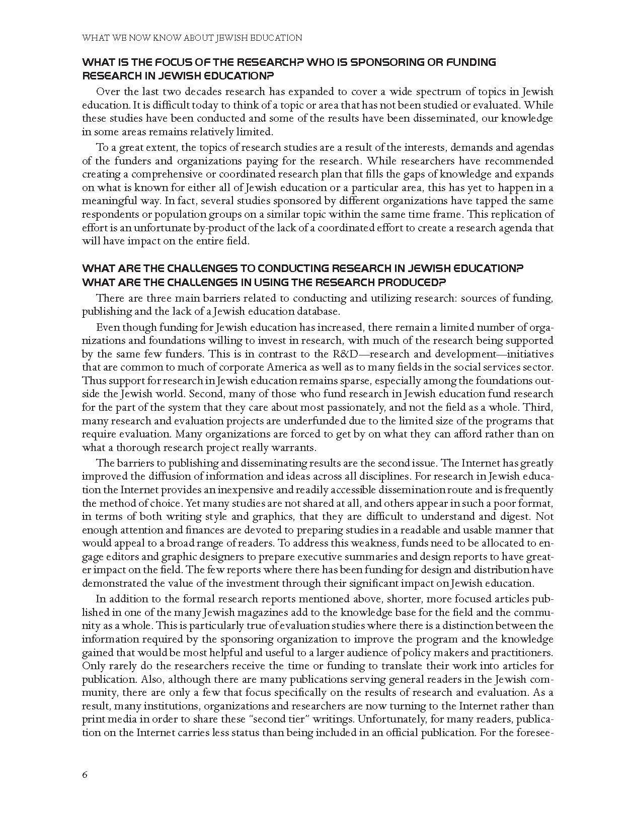 What We now Know About Jewish Education