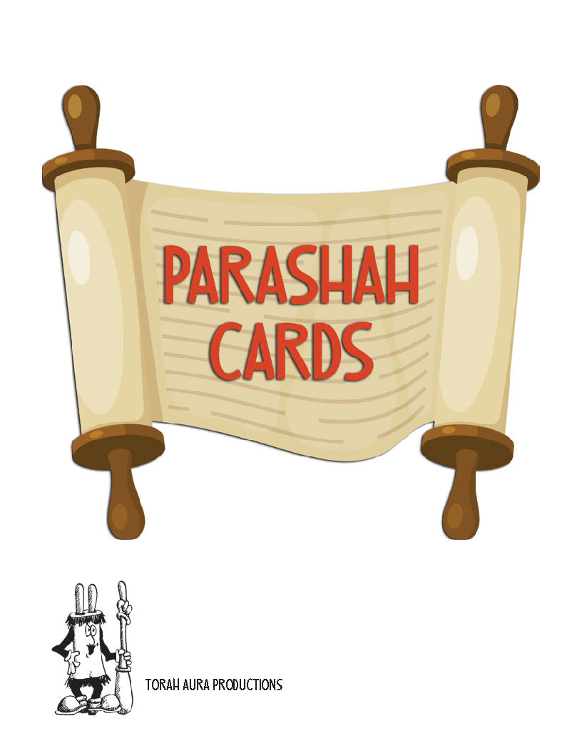 Parashah Cards deck featuring Torah portions with images and bullet points.
