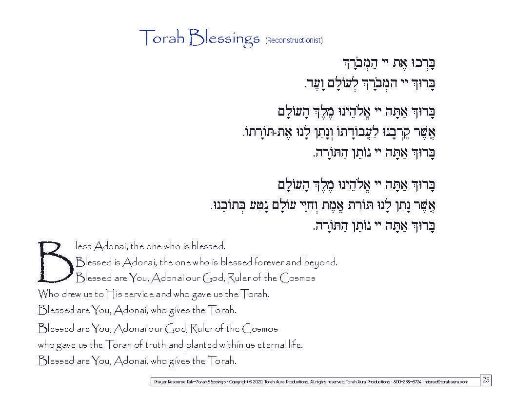 Prayer Resource Pack: Torah Blessings