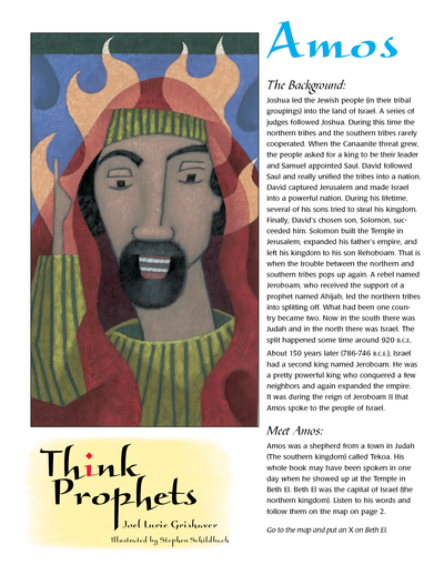 Amos educational poster from Think Prophets series, showcasing historical and biblical insights on the prophet Amos.