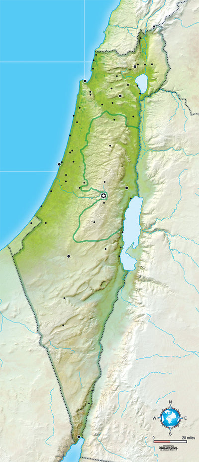 Blank vinyl Israel map, 36x85 inches, floor display.