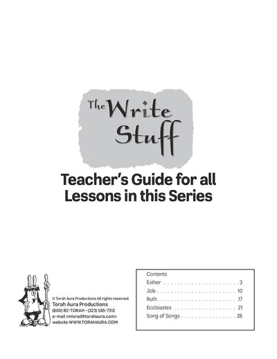 Write Stuff Teacher's Guide, lessons for grades 6-adult covering K'tuvim texts.