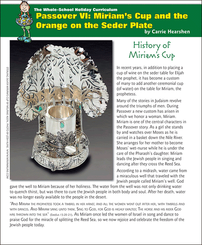 Whole School Passover 6: Miriam's Cup and the Orange on the Seder Plat