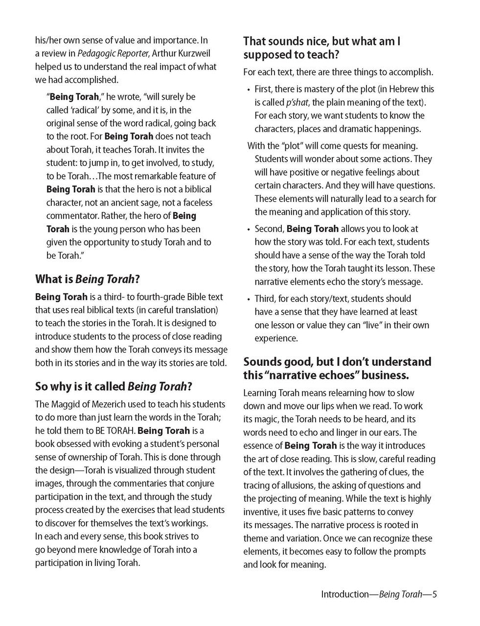 Being Torah Teacher Guide