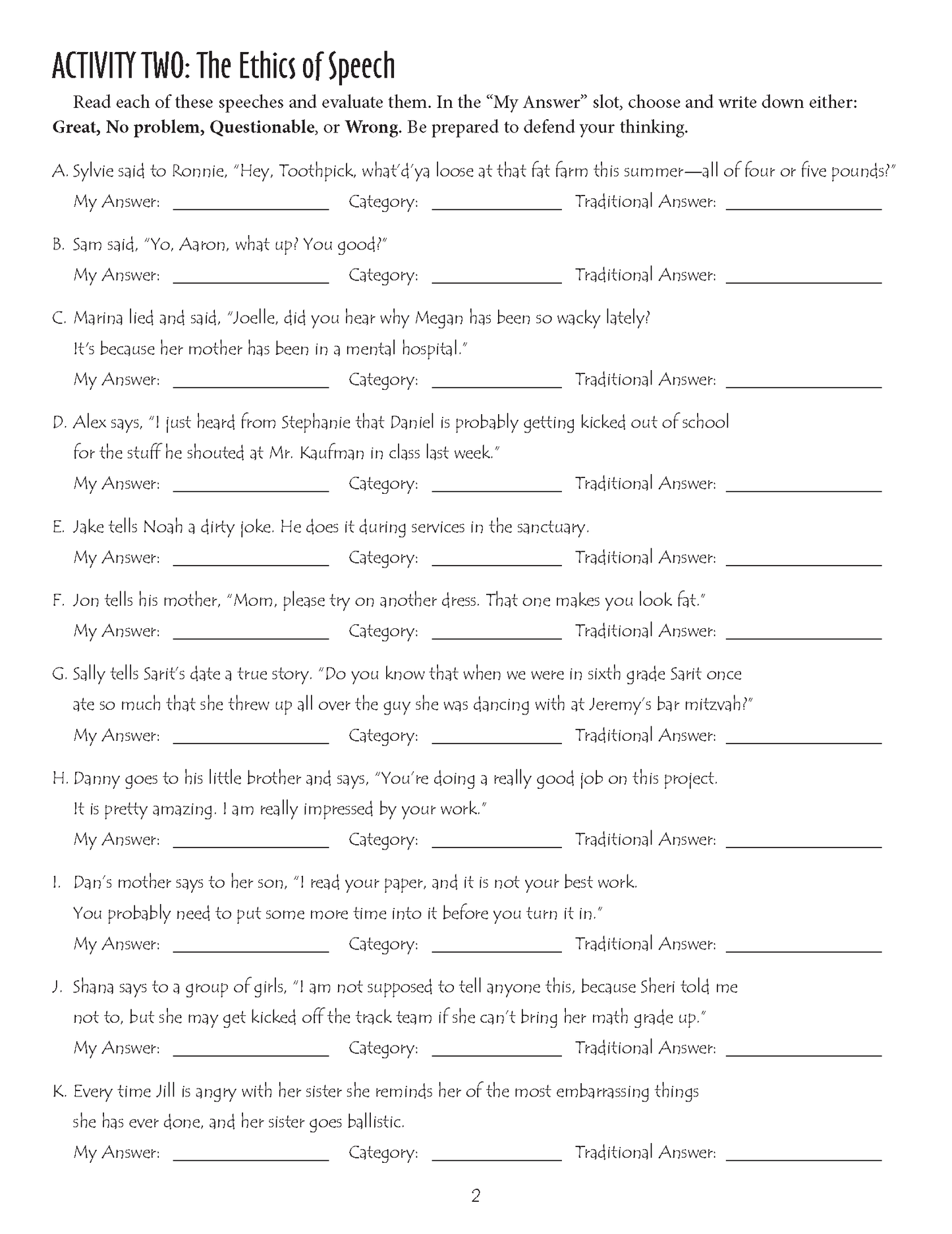 Content of Their Character: Shmirat ha-Lashon (Ethics of Language)