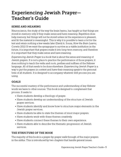 Experiencing Jewish Prayer Teacher Guide