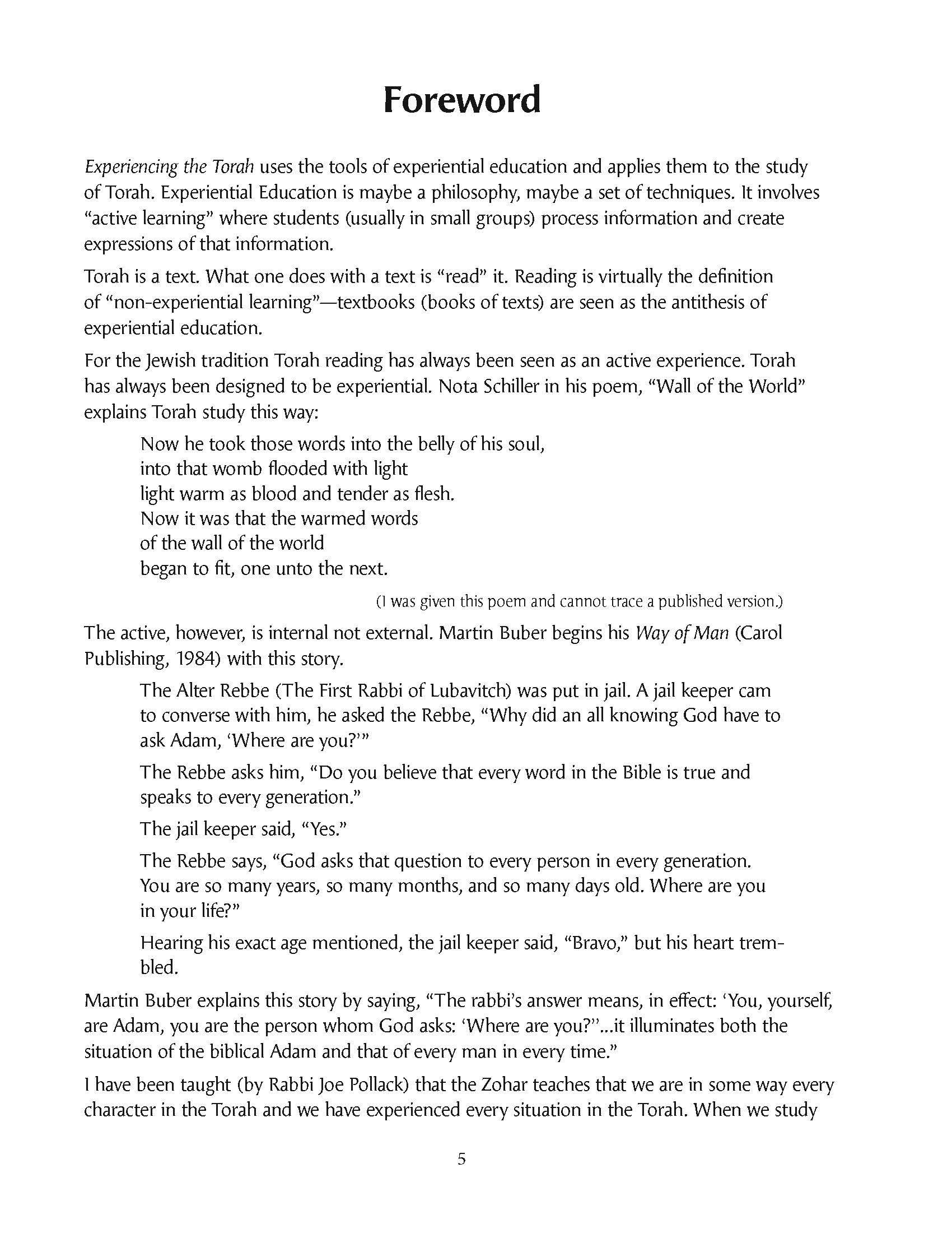 Experiencing the Torah Teacher Guide