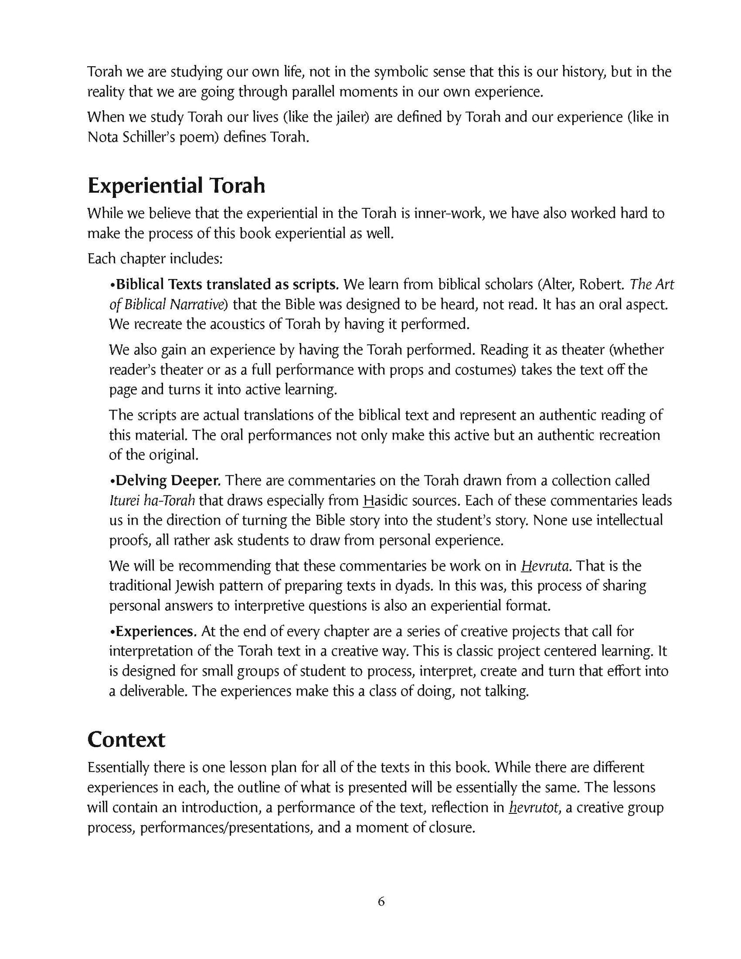 Experiencing the Torah Teacher Guide