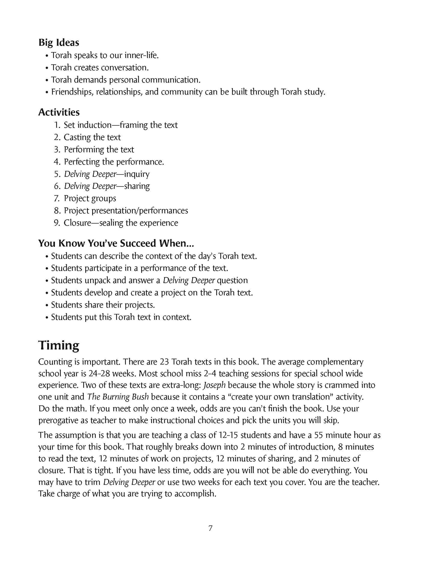 Experiencing the Torah Teacher Guide