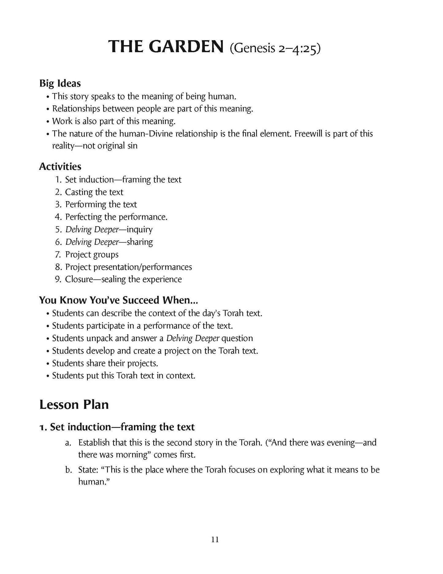 Experiencing the Torah Teacher Guide