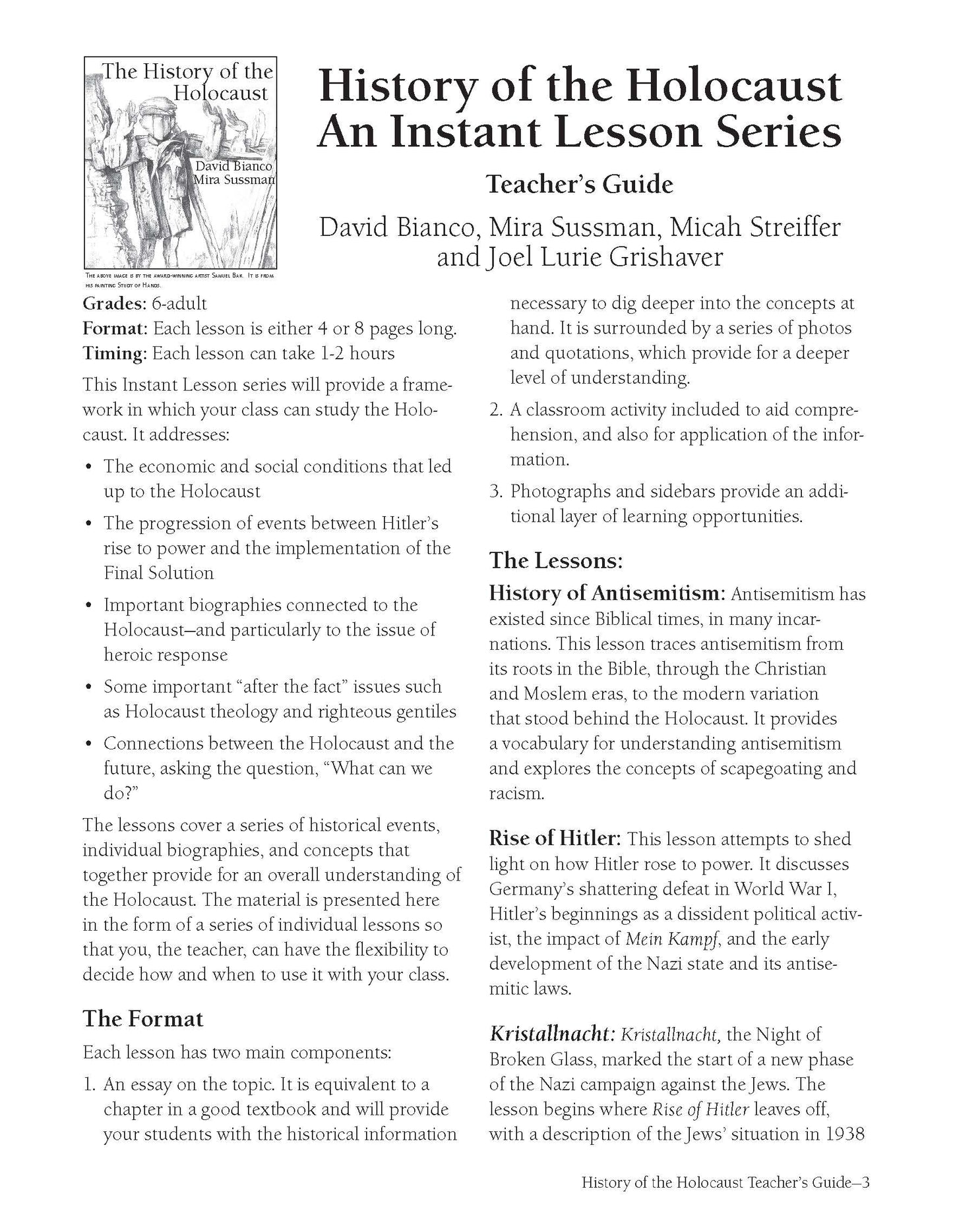 History of the Holocaust: Teacher's Guide