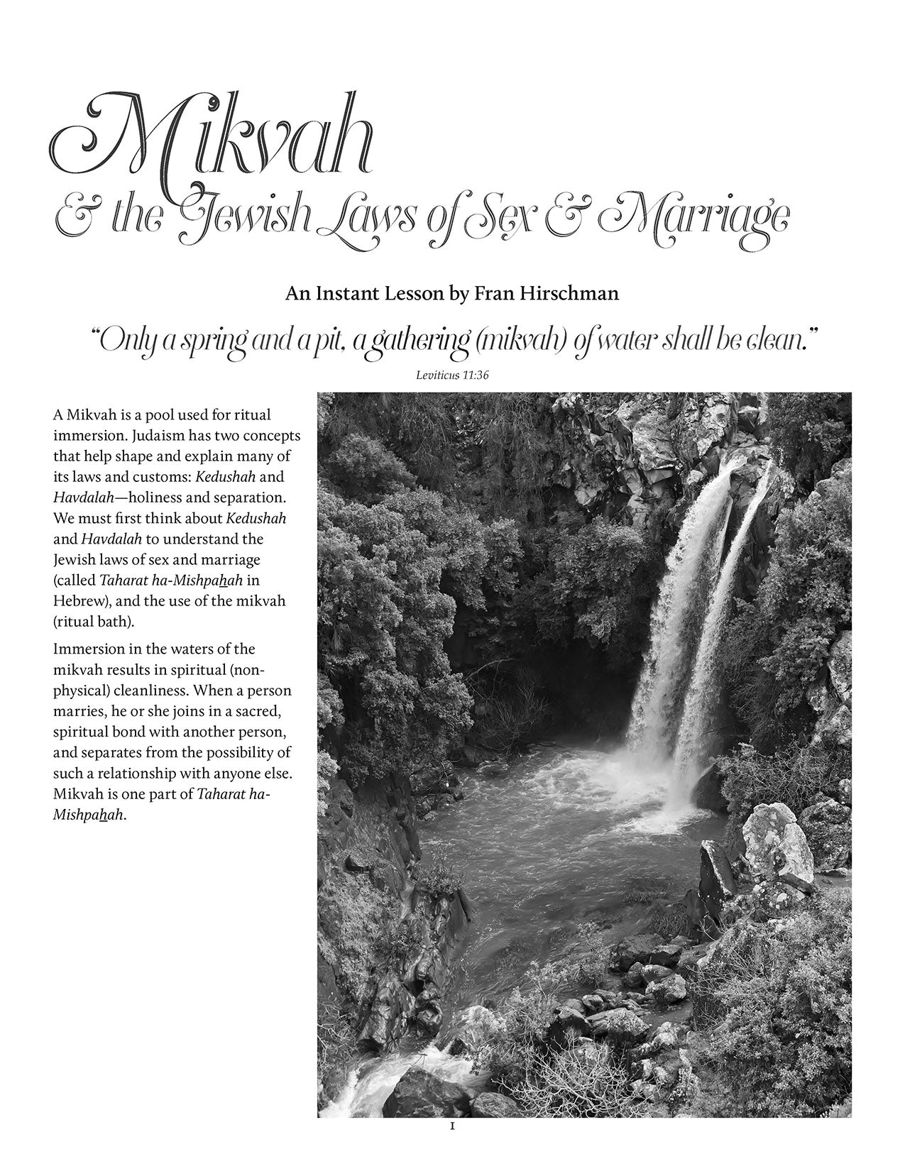 Mikvah and the Jewish Laws of Sex & Marriage