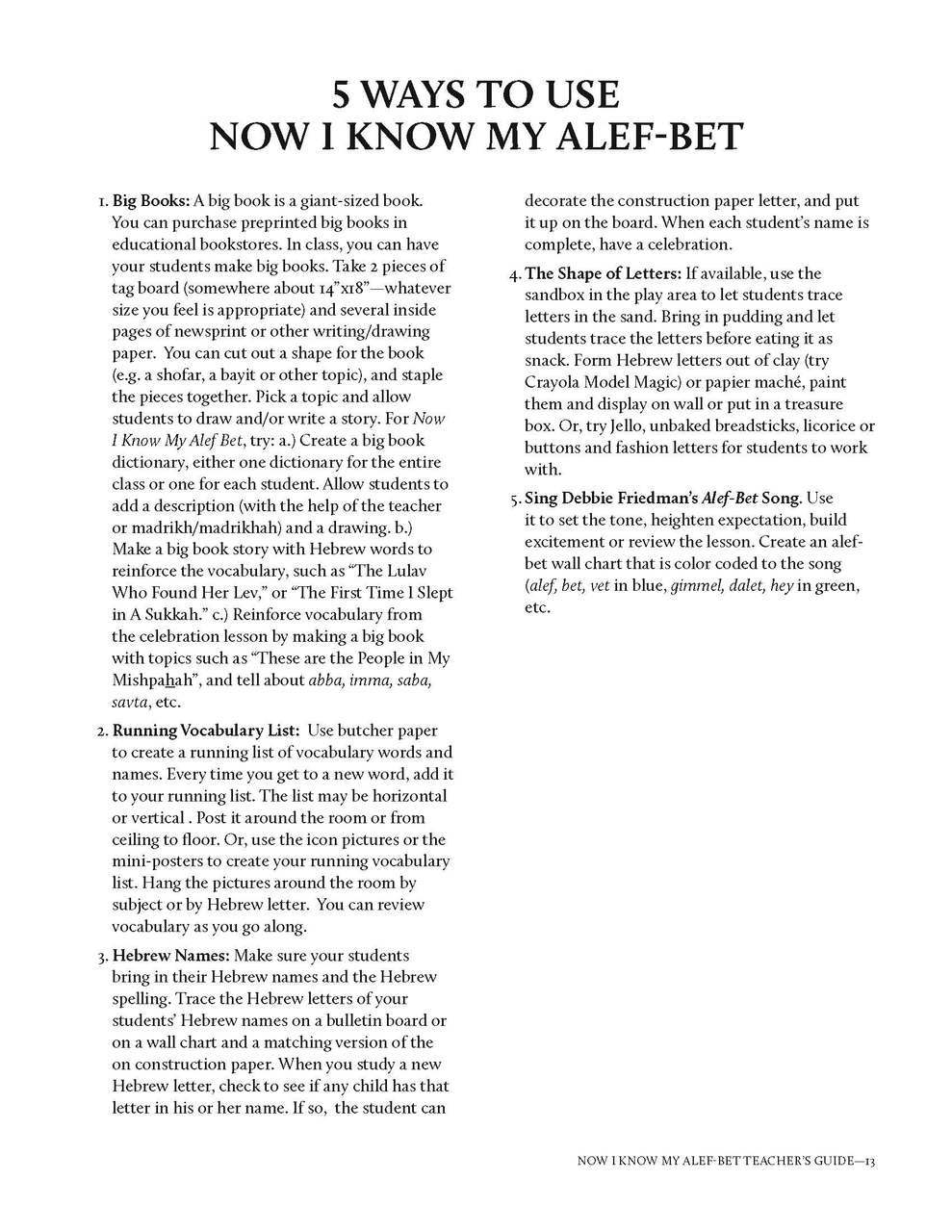 Now I Know My Alef Bet Teacher Guide