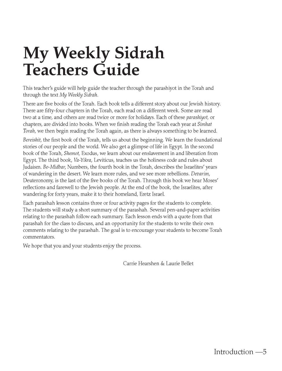 My Weekly Sidra Teacher Guide