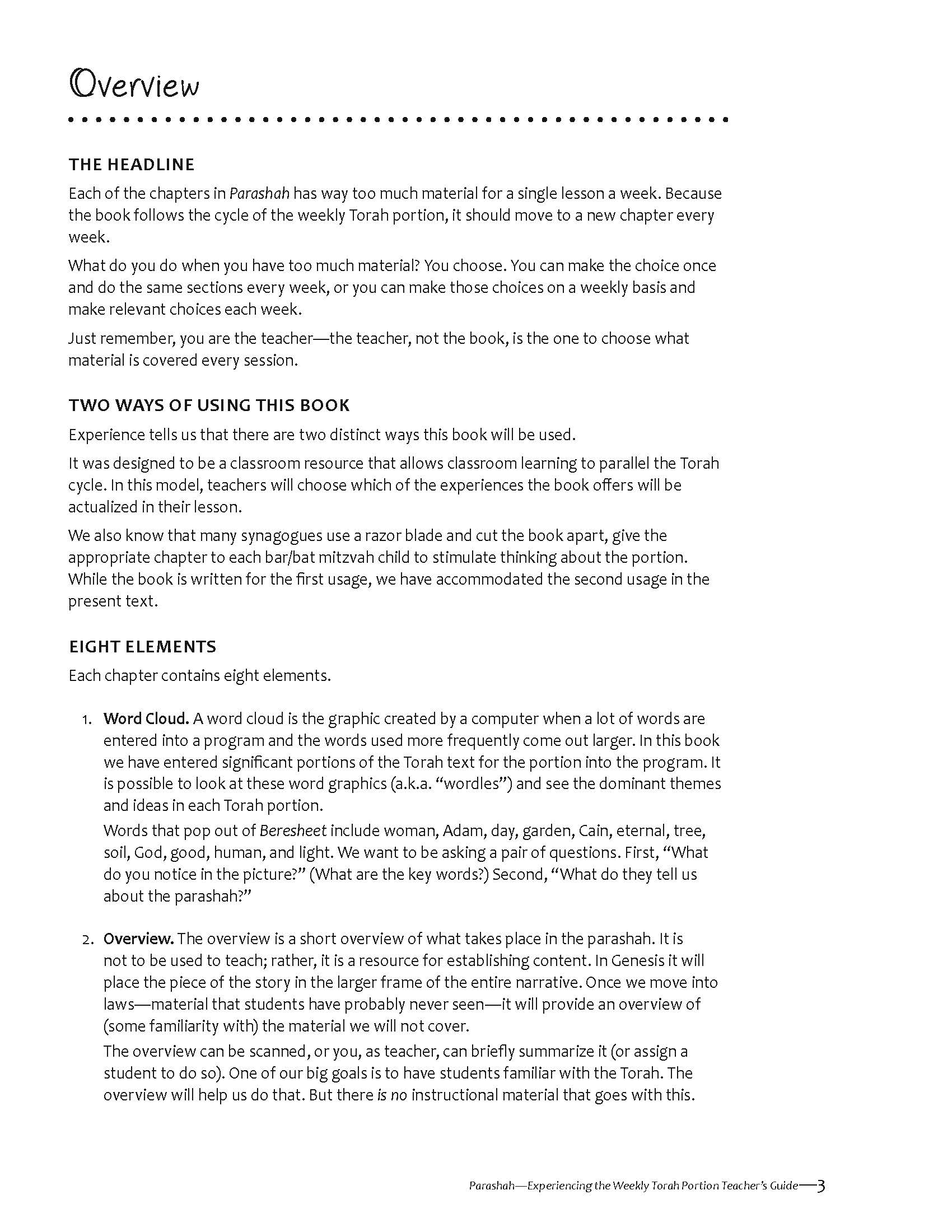 Parashah Experiencing the Weekly Torah Portion Teacher Guide