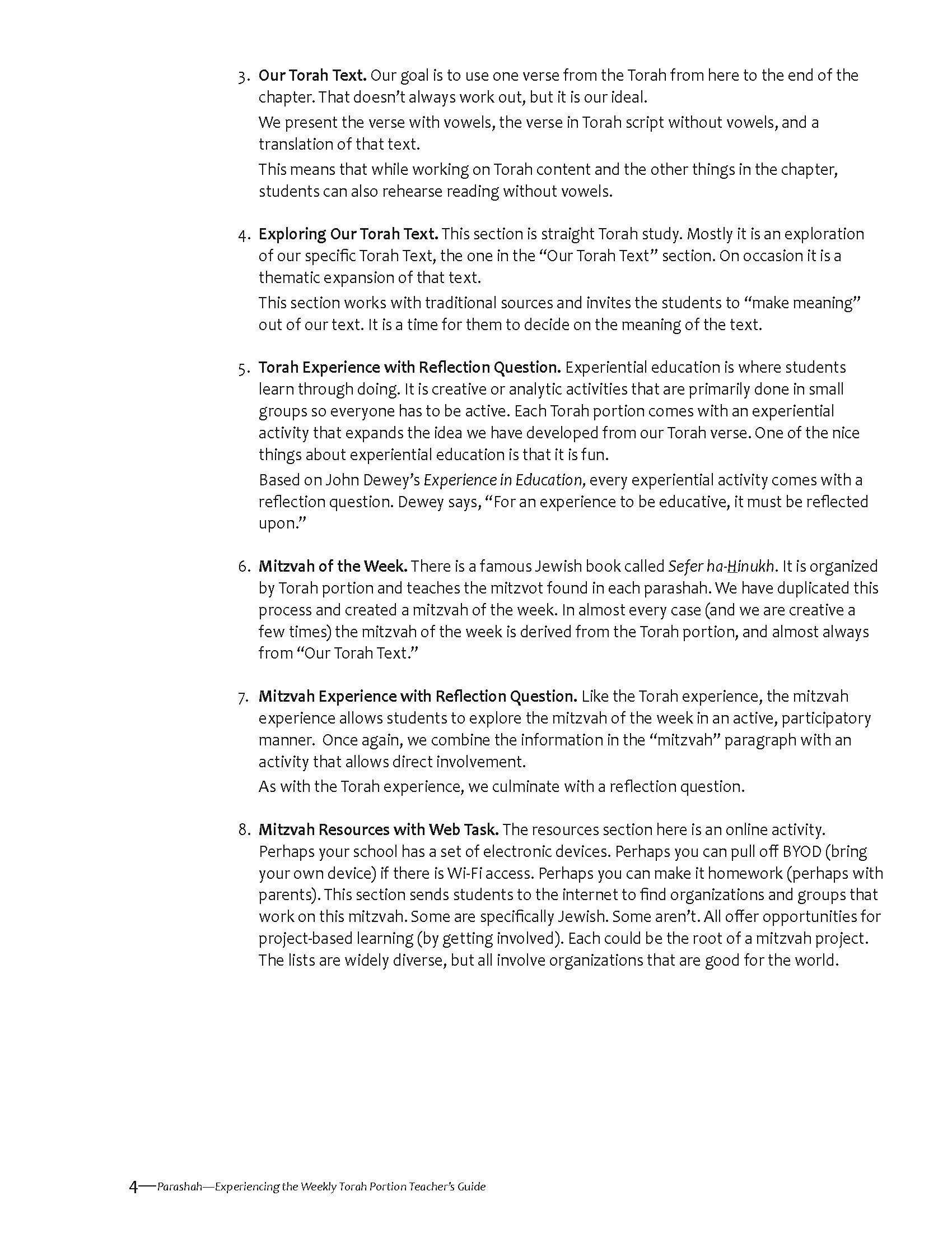 Parashah Experiencing the Weekly Torah Portion Teacher Guide