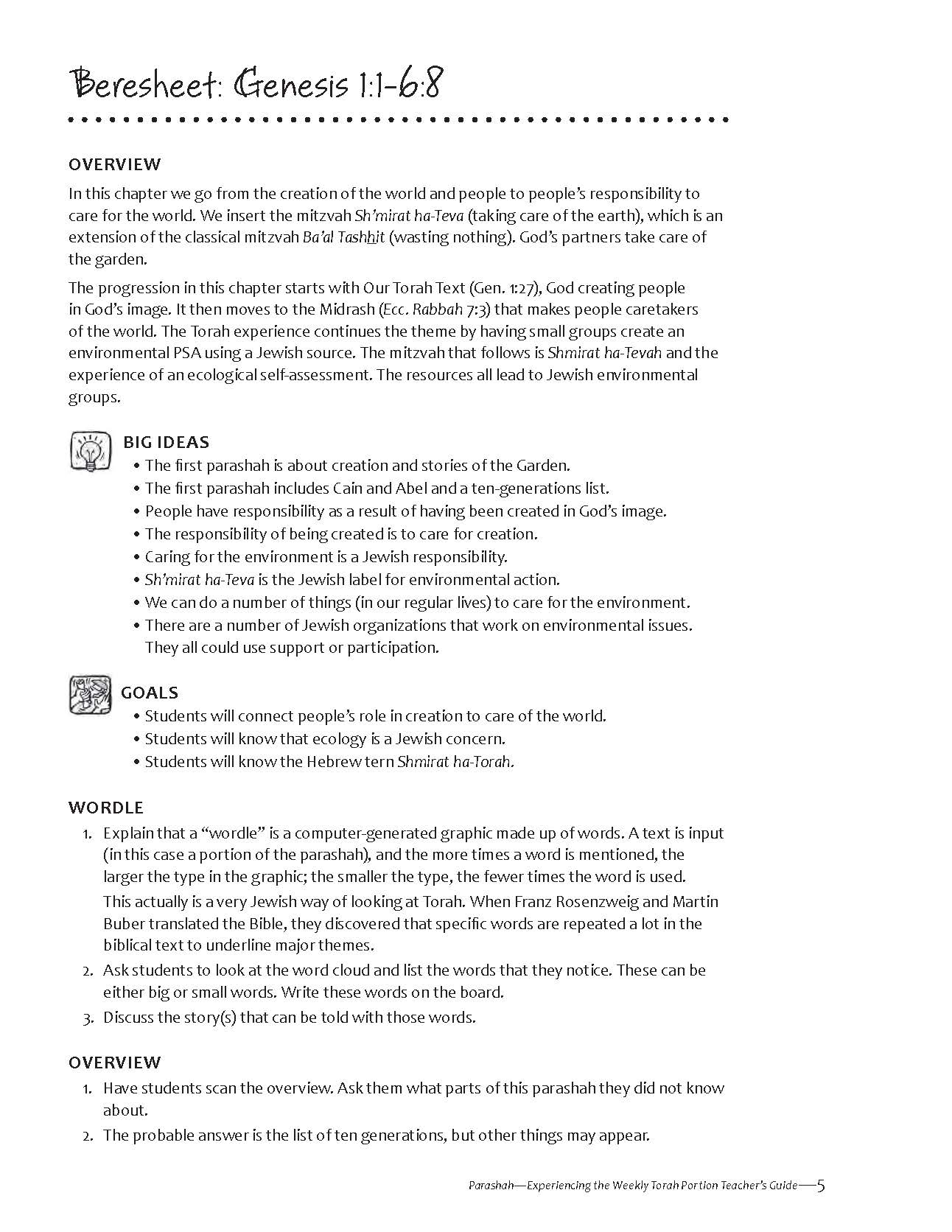 Parashah Experiencing the Weekly Torah Portion Teacher Guide