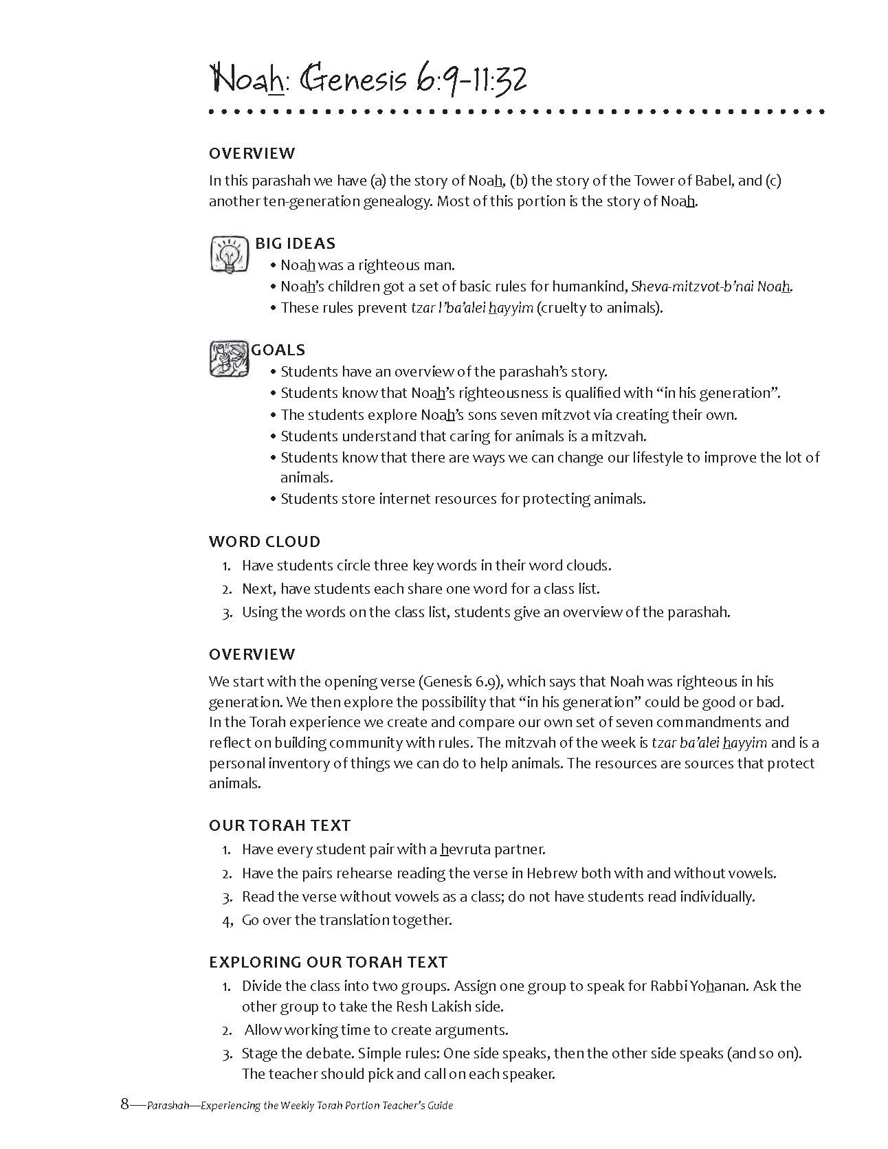 Parashah Experiencing the Weekly Torah Portion Teacher Guide