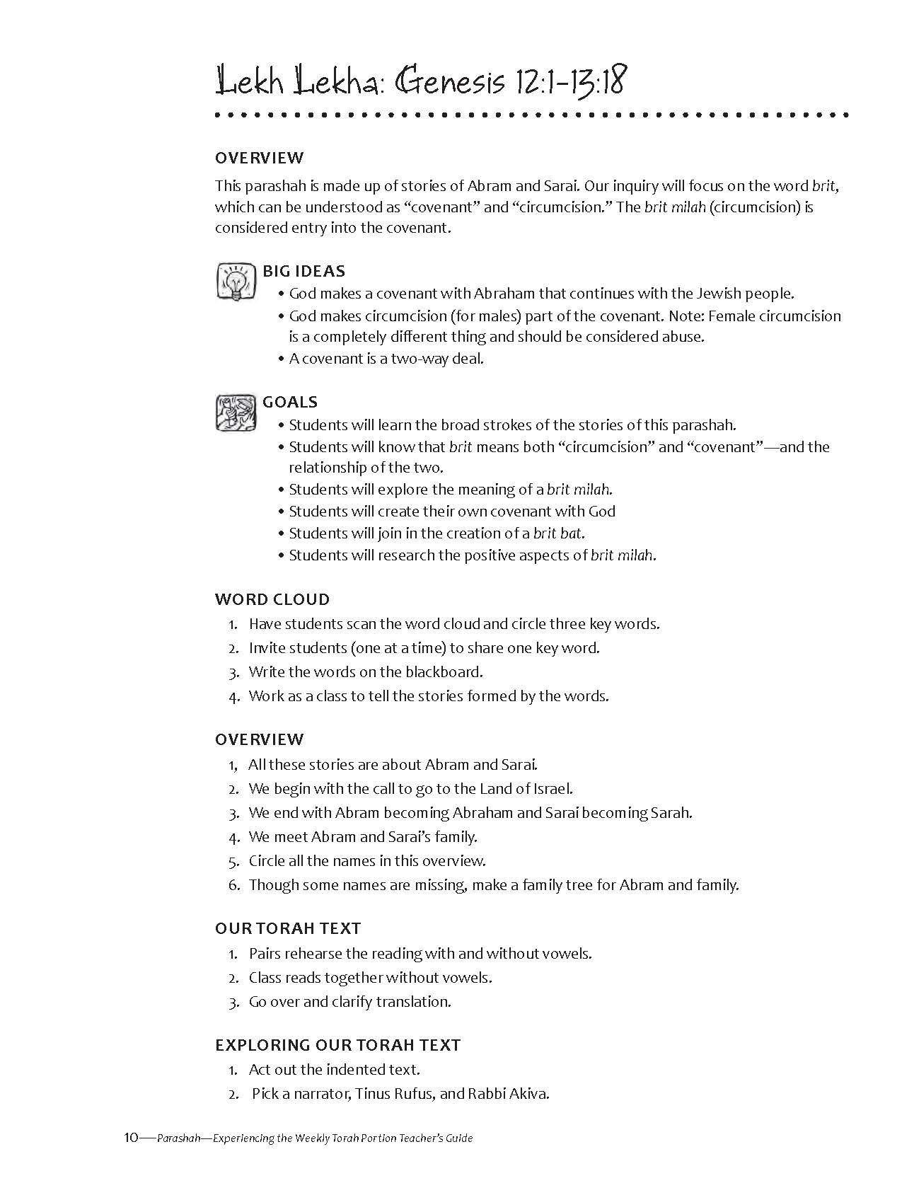 Parashah Experiencing the Weekly Torah Portion Teacher Guide