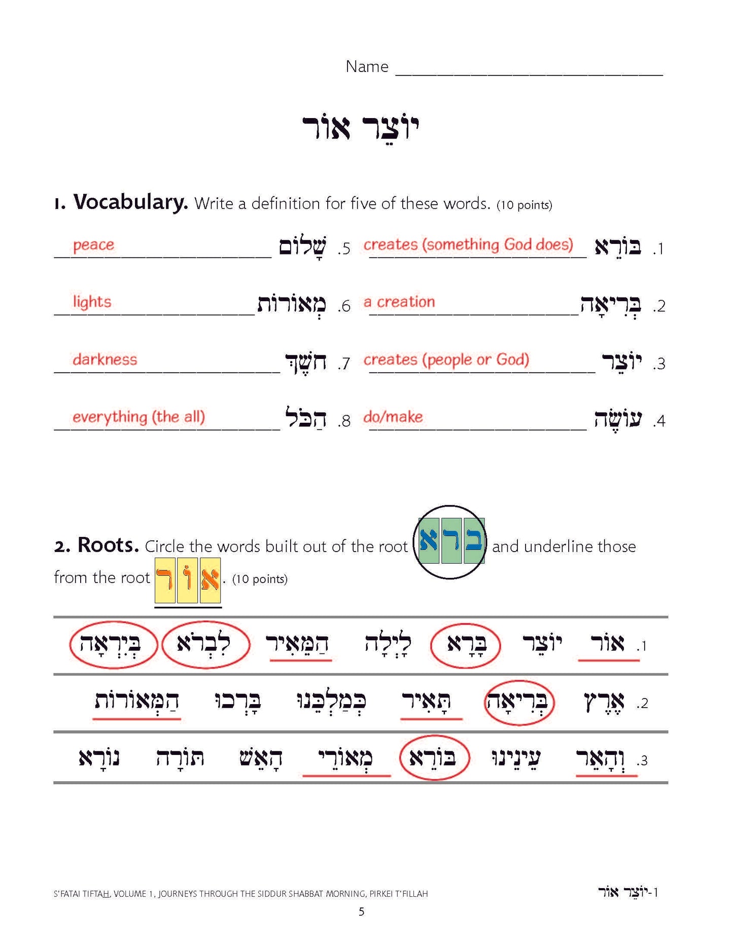 Torah Aura Curricula Prayer Evaluations