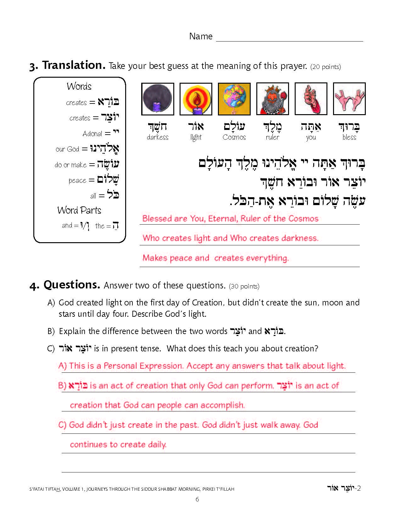 Torah Aura Curricula Prayer Evaluations