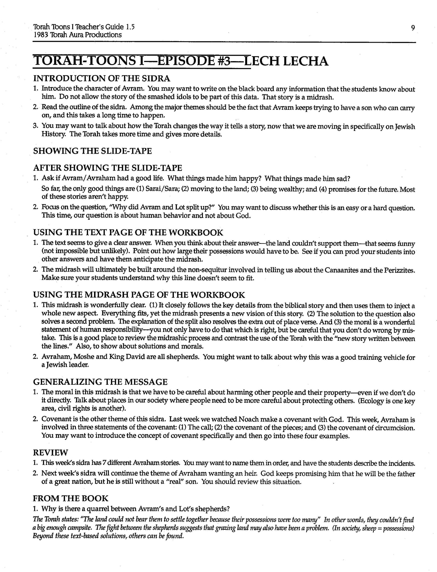 Torah Toons I Teacher Guide