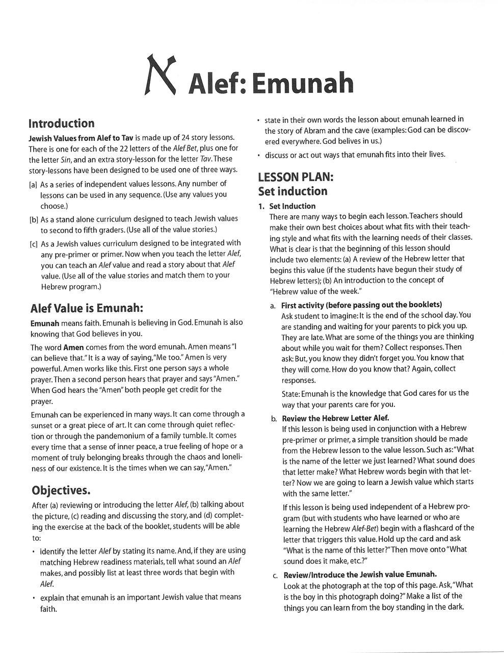 Jewish Values from Alef to Tav Teacher Guide