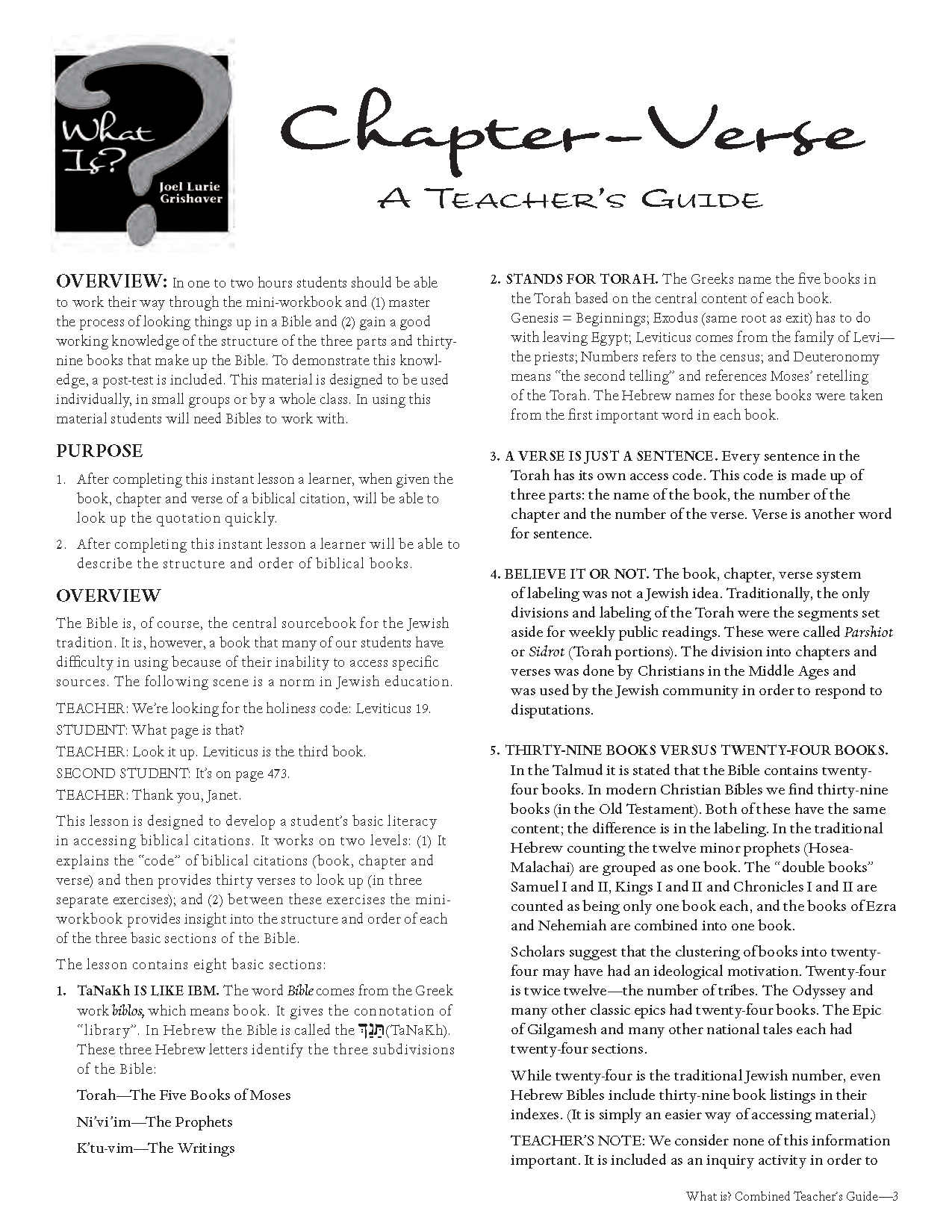 What Is: Teacher Guide