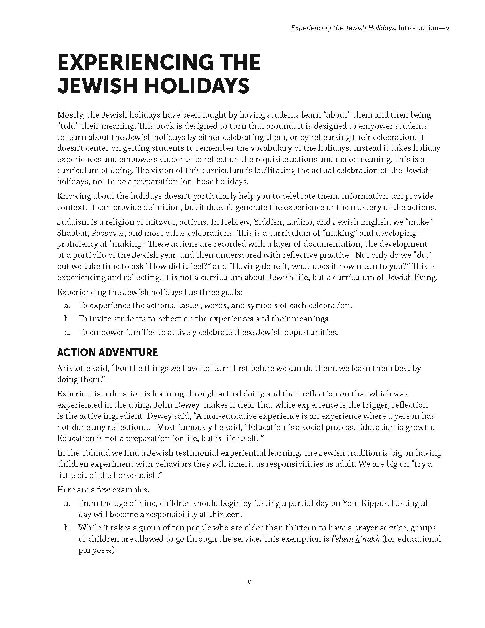 Experiencing the Jewish Holidays Teacher Guide