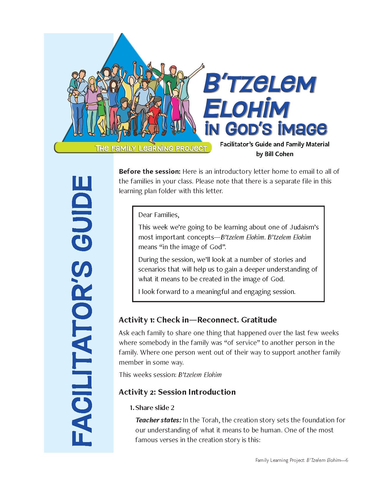 Family Learning Project: B'Tzelem Elohim—In God's Image