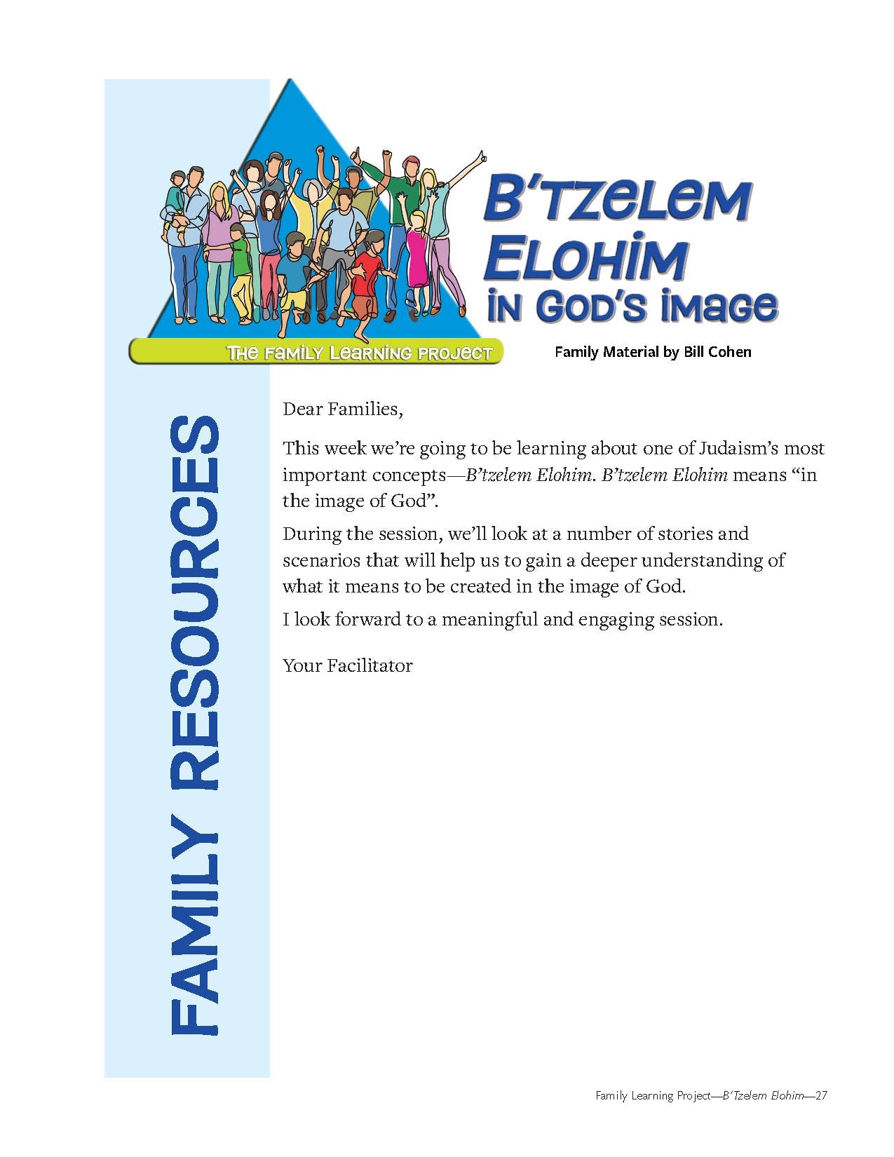Family Learning Project: B'Tzelem Elohim—In God's Image lesson cover.