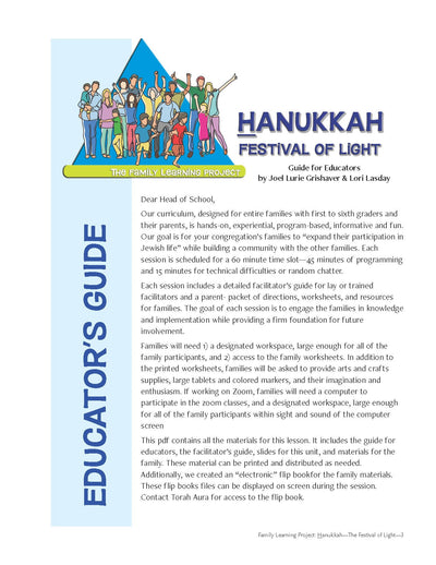 Family Learning Project: Hanukkah—Festival of Light educational guide for families.