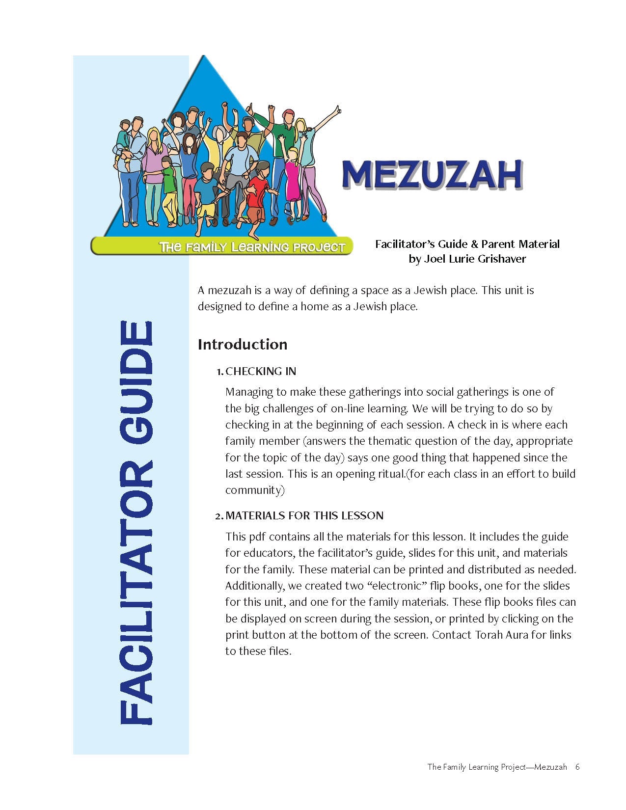 Family Learning Project Mezuzah: Facilitator's Guide and Parent Material for Jewish Education