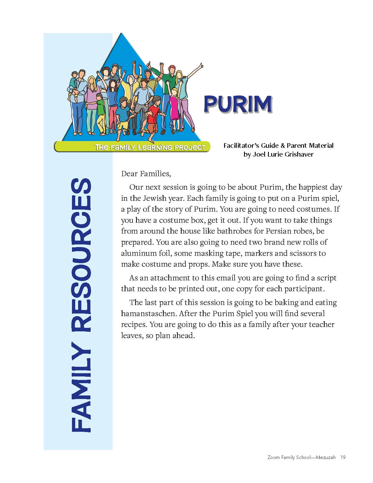 Family Learning Project: Purim