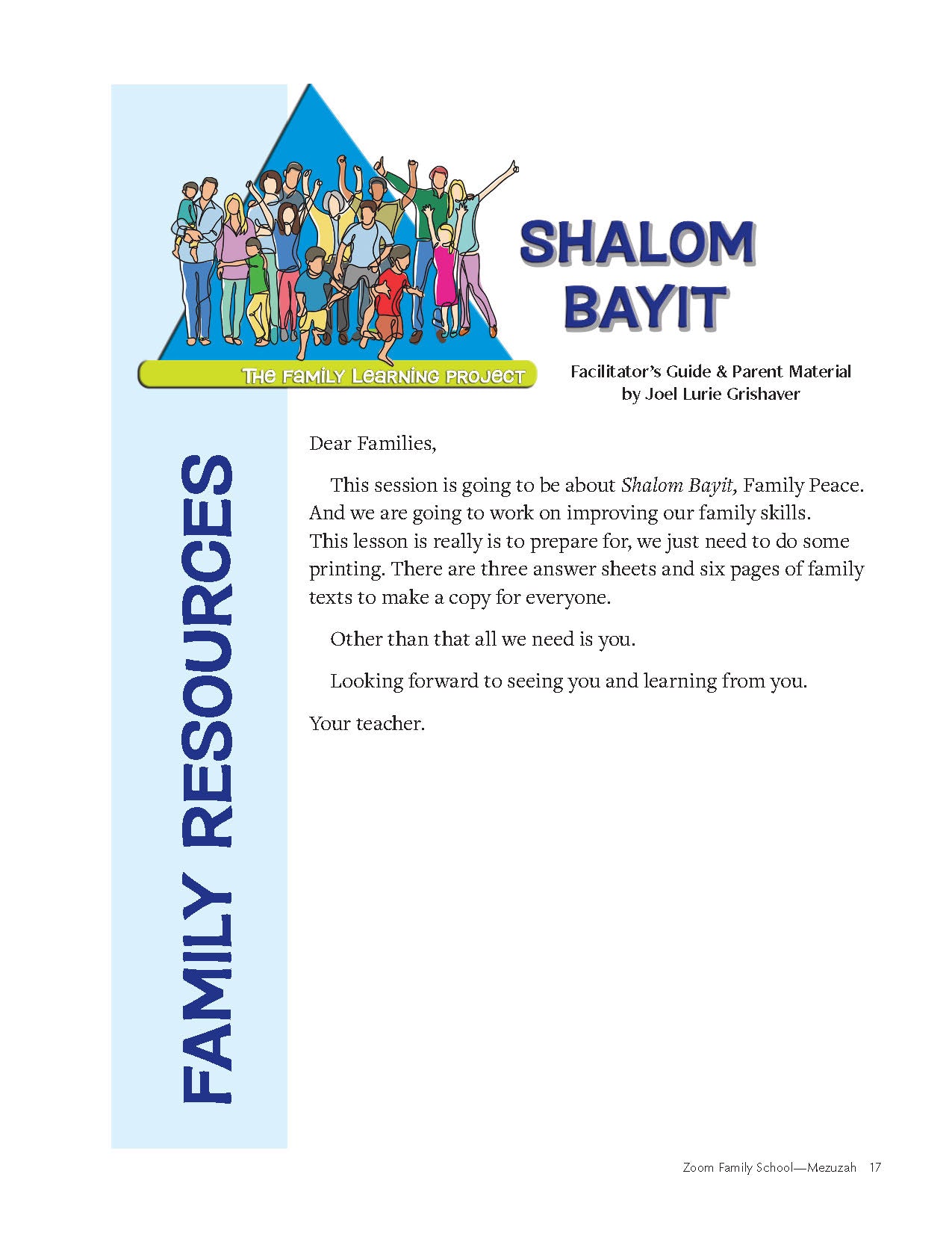 Family Learning Project: Shalom Bayit