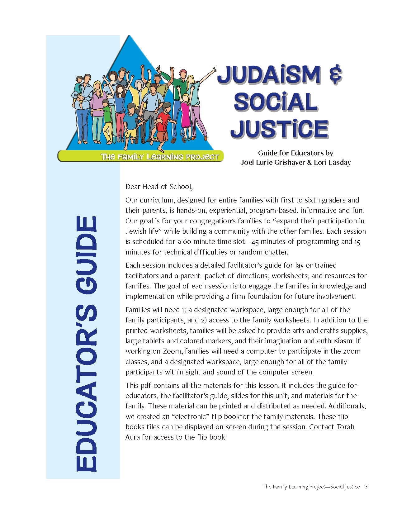 Family Learning Project Judaism & Social Justice educational material for families and schools.