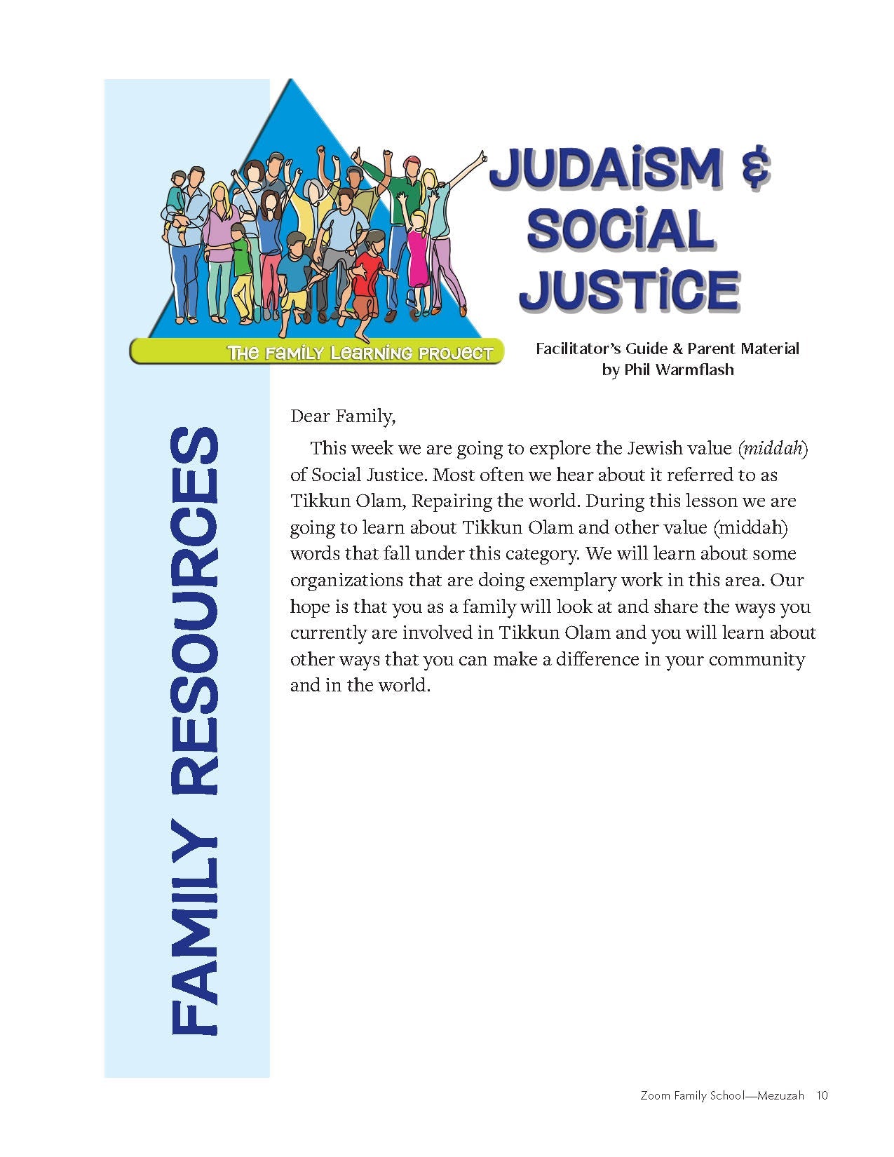 Family Learning Project: Judaism & Social Justice educational materials for families.