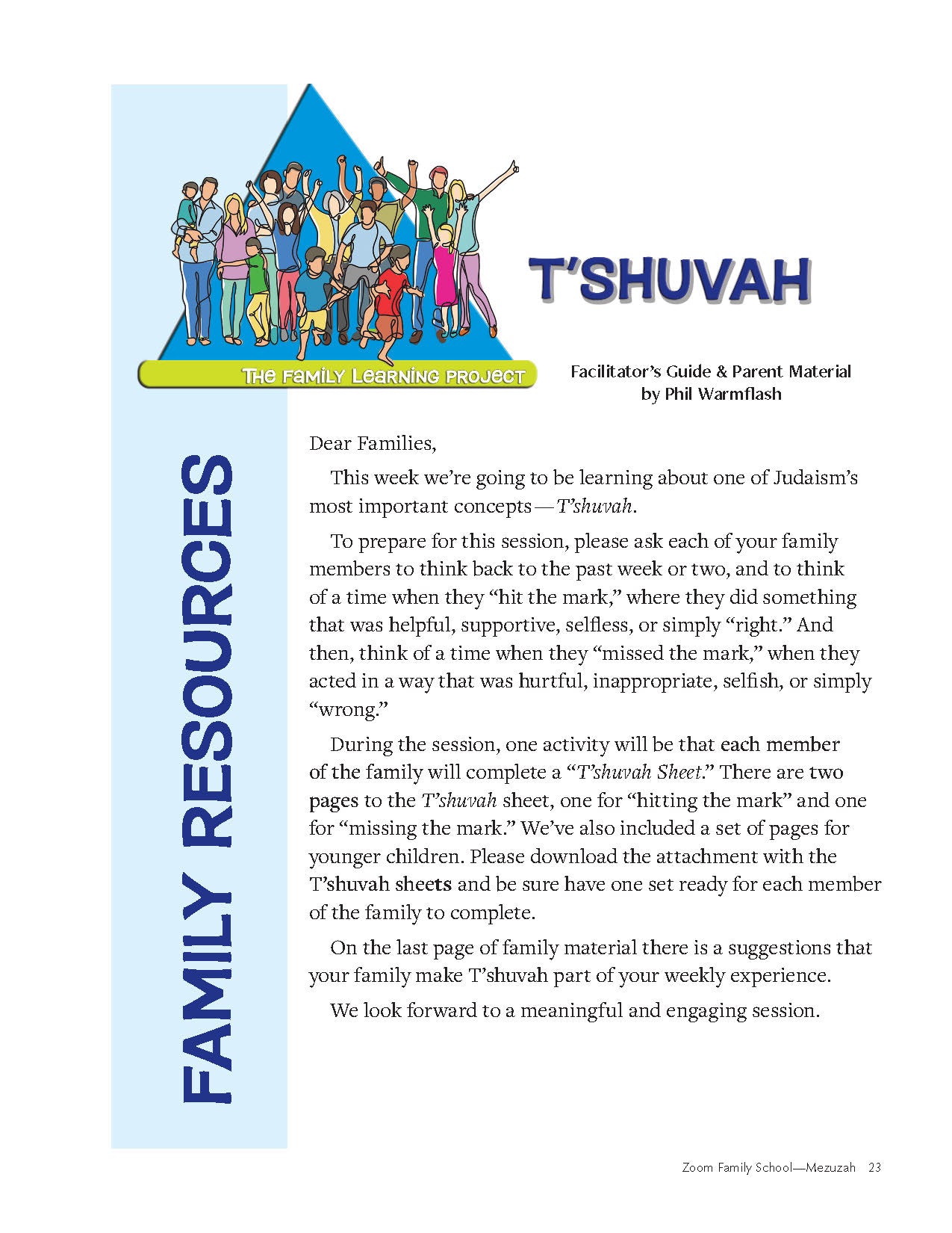 Family Learning Project: T'shuvah