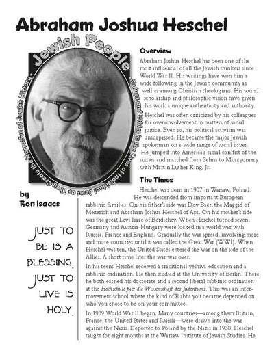 Abraham Joshua Heschel educational resource for grades 4-6 focusing on Jewish history and influential figures.