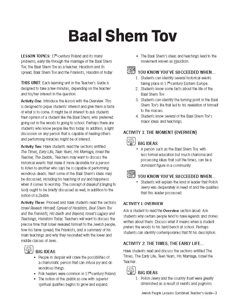 Jewish People: Teachers' Guide to all Units