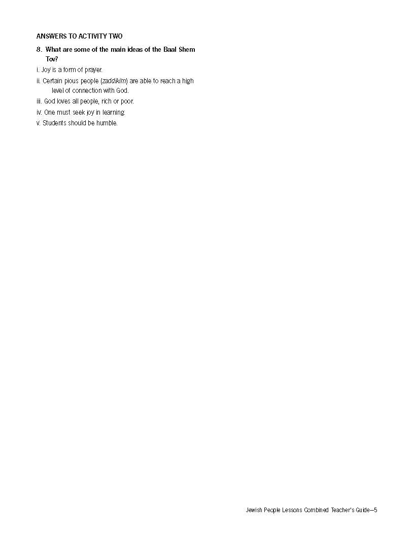 Jewish People: Teachers' Guide to all Units
