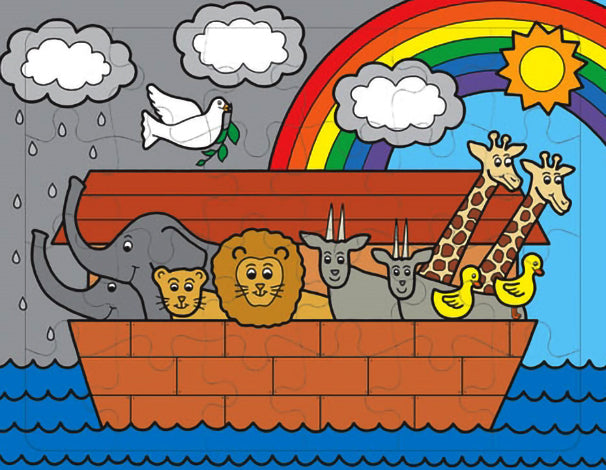 Colorful Noah's Ark puzzle with animals, 24 pieces, age 3+.