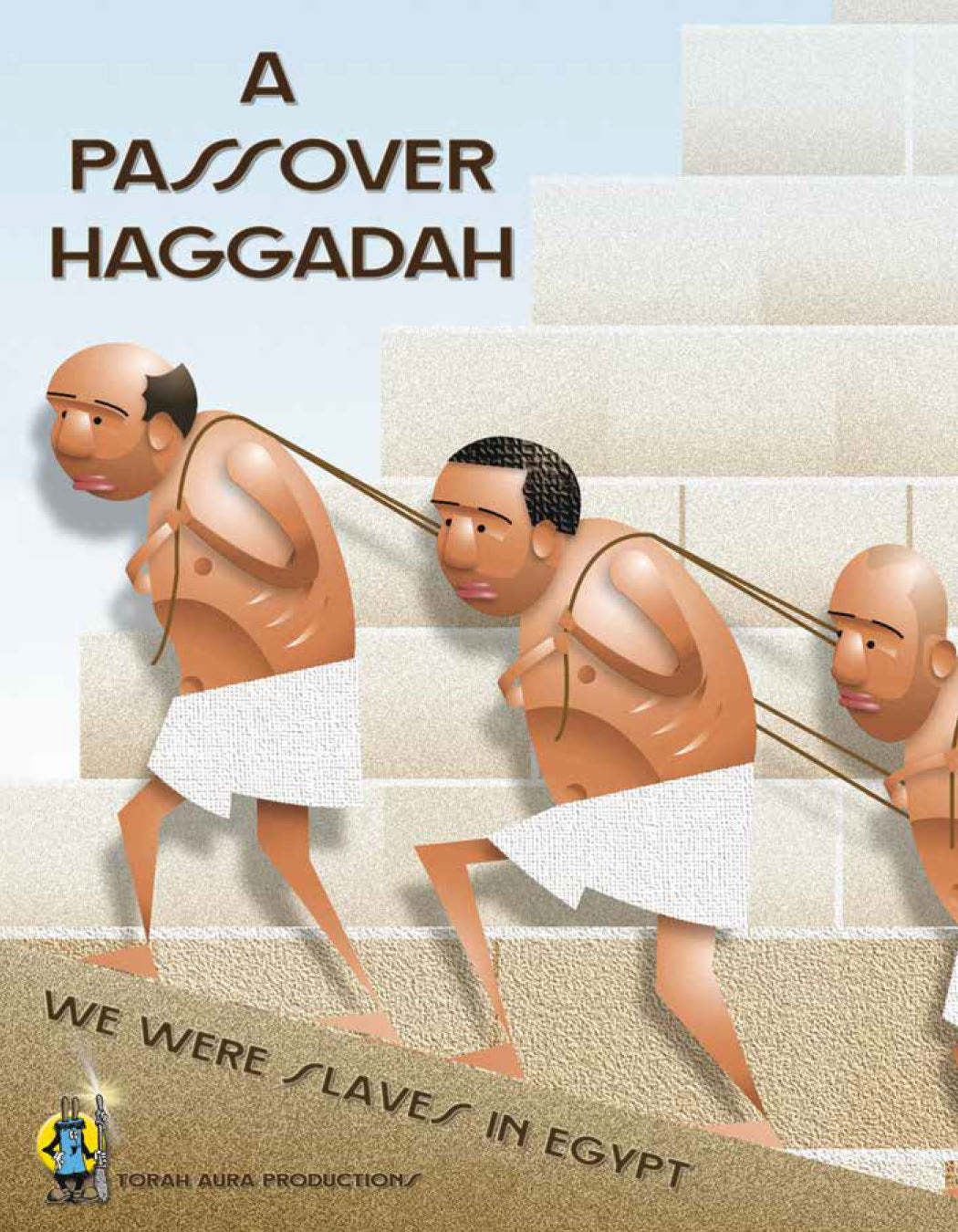 Passover Haggadah cover featuring illustrated figures with the text "We Were Slaves in Egypt".