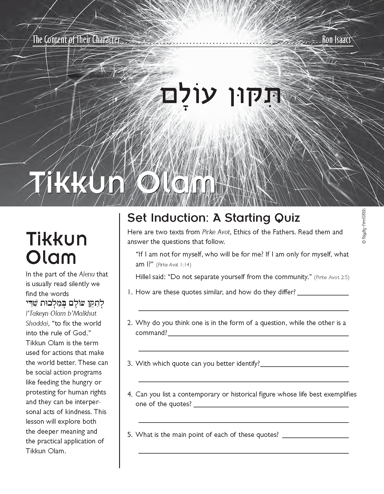 Content of Their Character: Tikun Olam (Repairing the World)