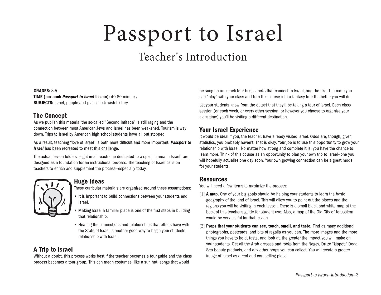 Passport to Israel Teacher Guide