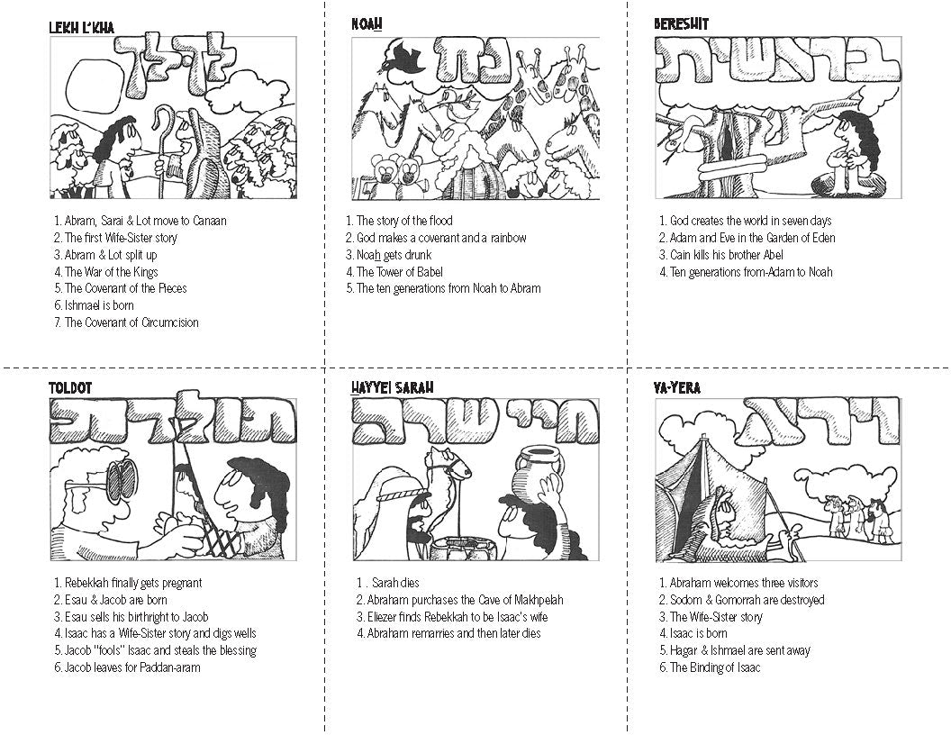 Deck of 54 Parashah Cards depicting Torah portions with illustrations and bullet points for weekly Torah study.