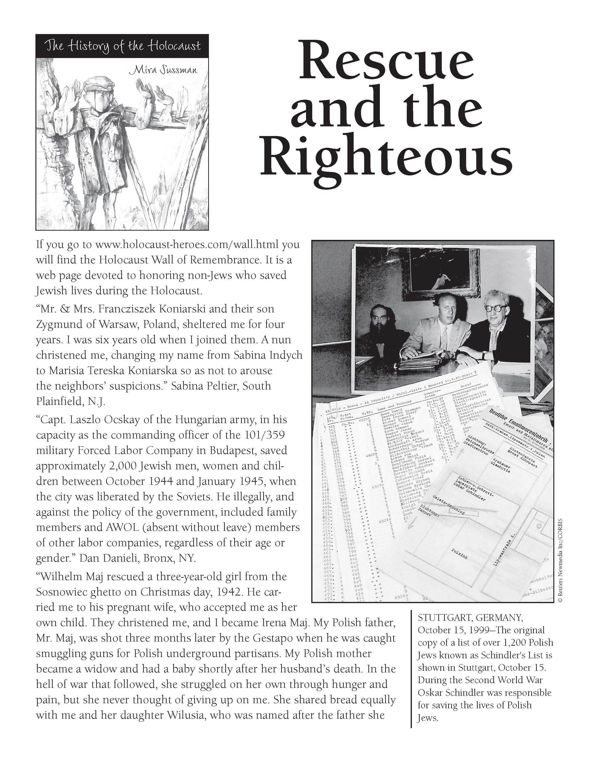 History of the Holocaust: Rescue and the Righteous