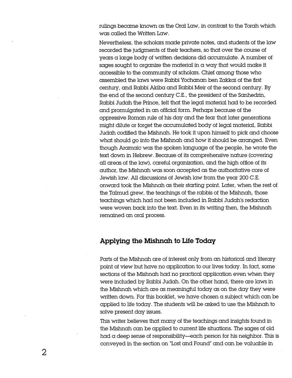 Jewish Law Review Vol 2 Mishnah's Laws of Lost and Found Teacher Guide